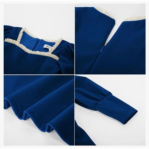 Grace Karin Girls Velvet Party Play Formal Dress Royal Blue, Size 10 (10y) - Picture 5 of 8